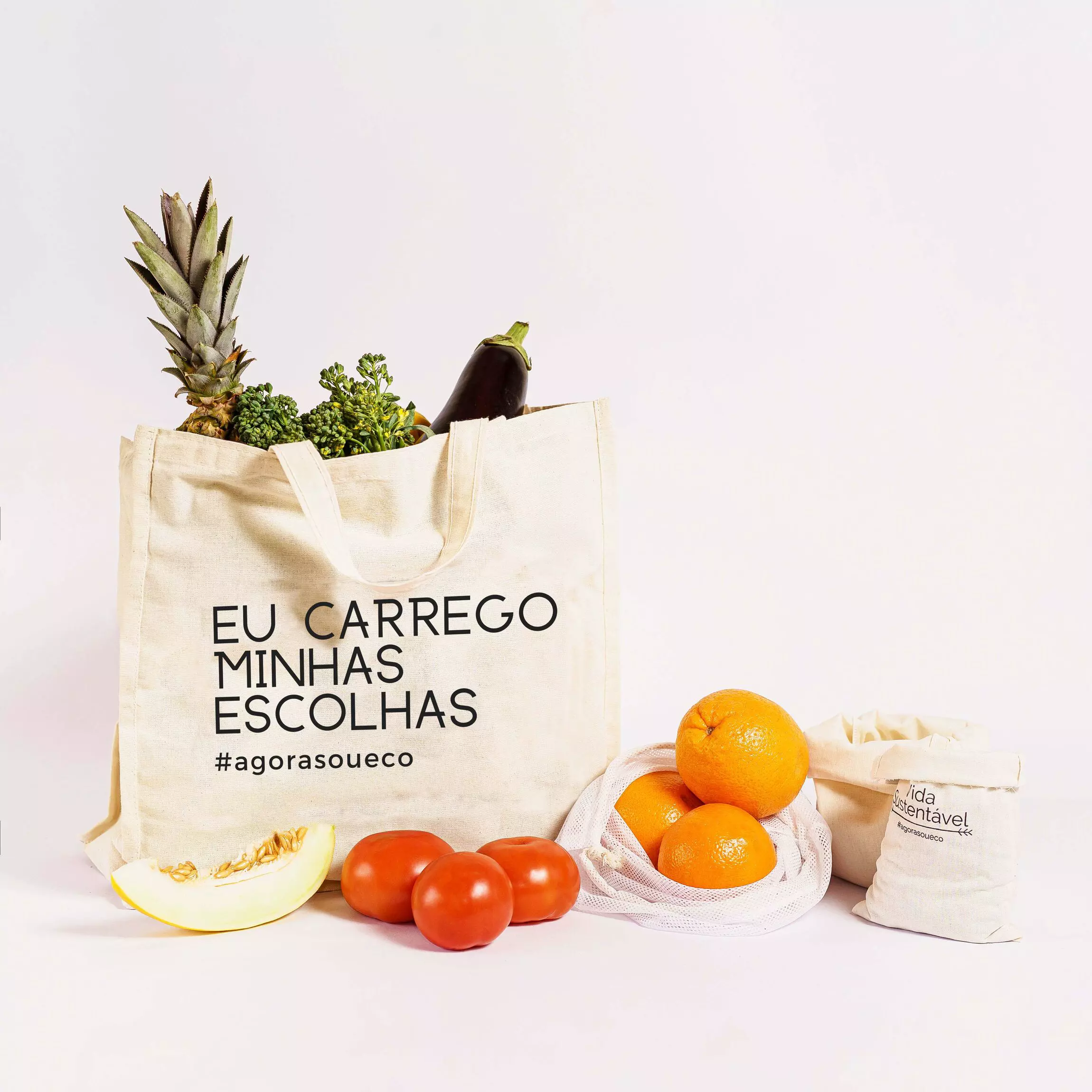 Kit Compra Sem Plástico | EcoBag + A Granel + Hortifruti - Consciência